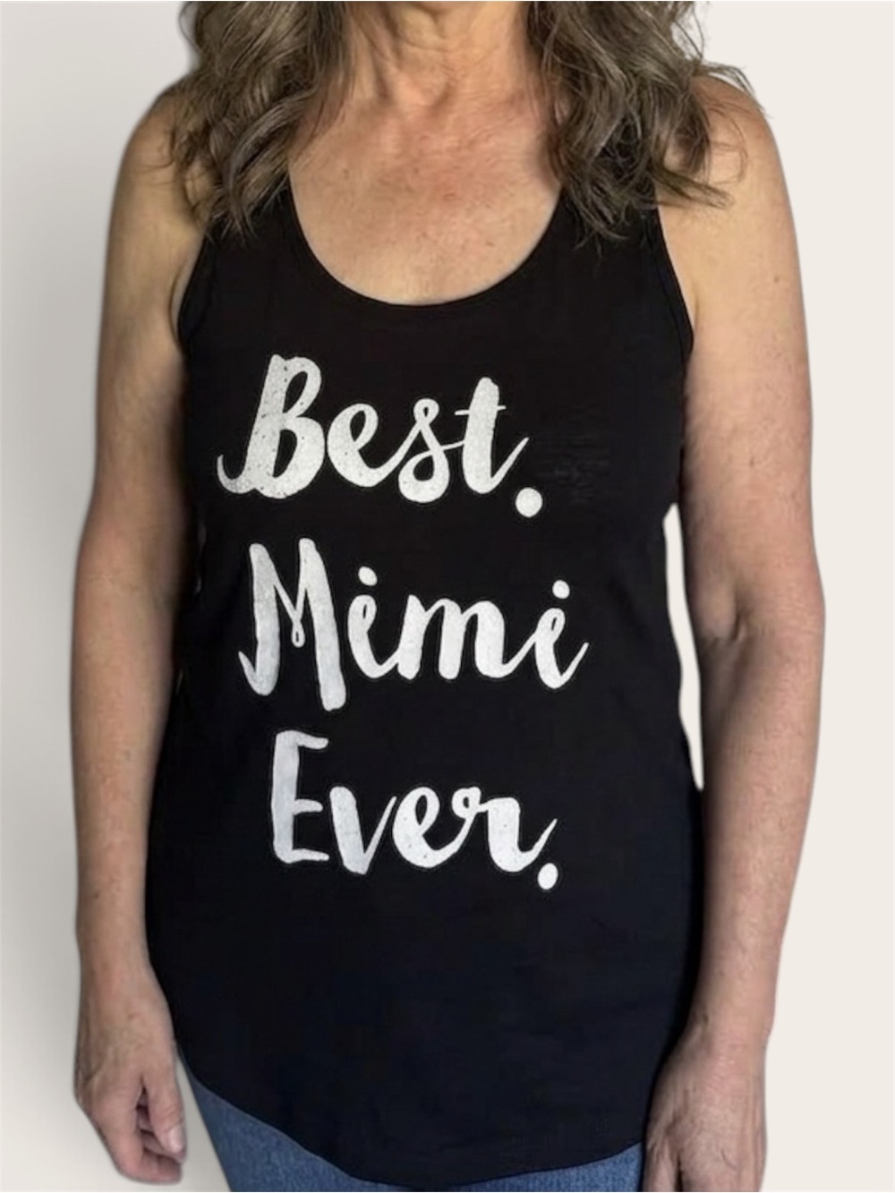 Bella Canvas Black Tank with White "Best Mimi Ever" Graphic